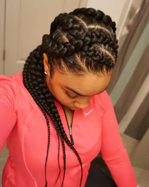 Long and sleek goddess cornrows with a natural flow