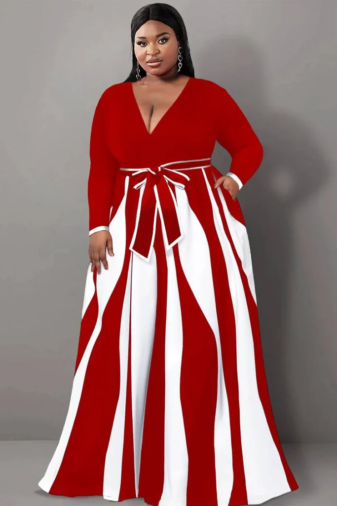 Plus-Size Valentine's Geometric Wrap Maxi Dress