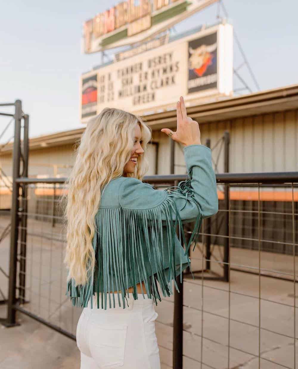 Western denim outfit with a hat and boots