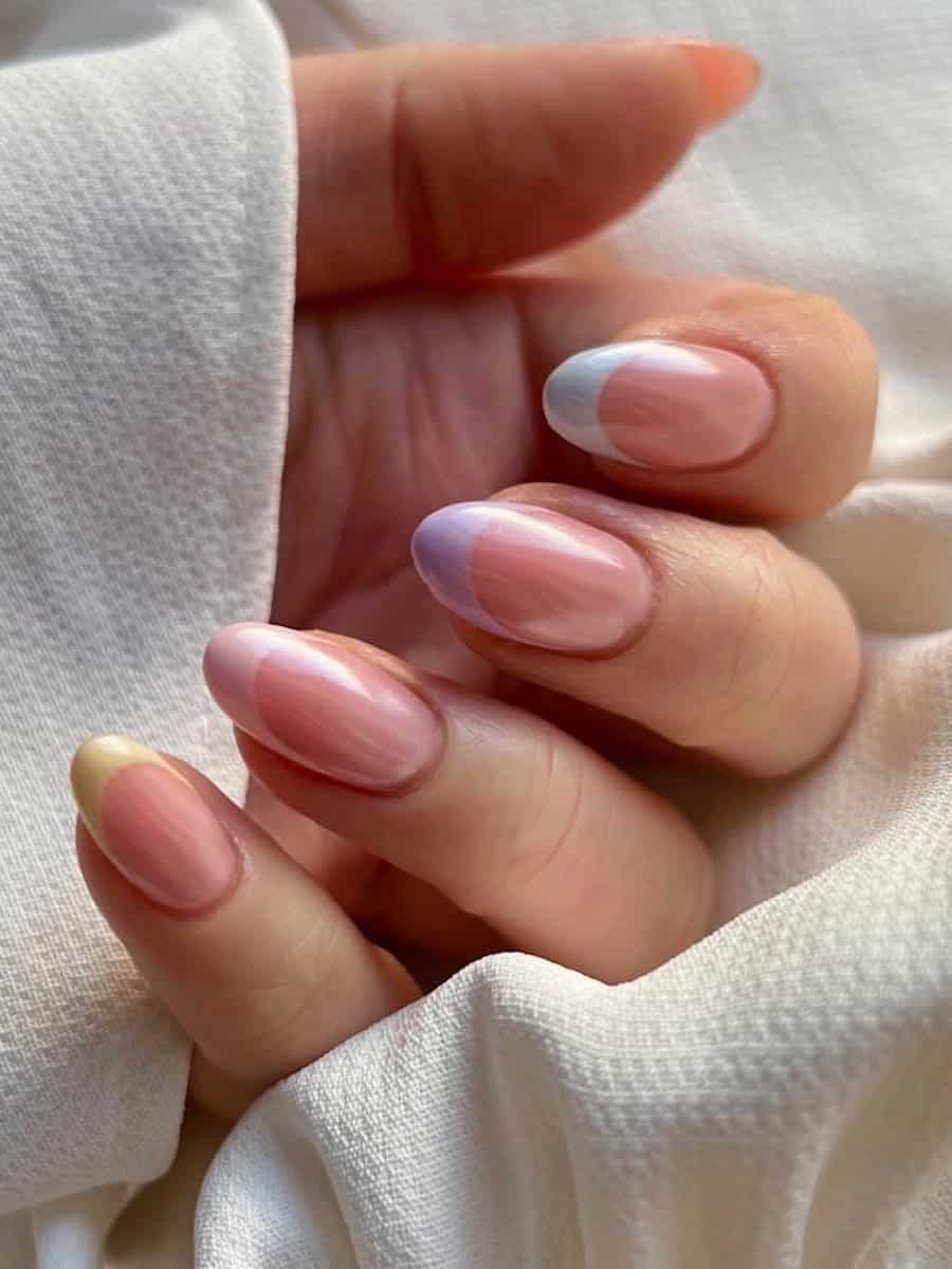 Subtle Glossy Geometric Spring Nails