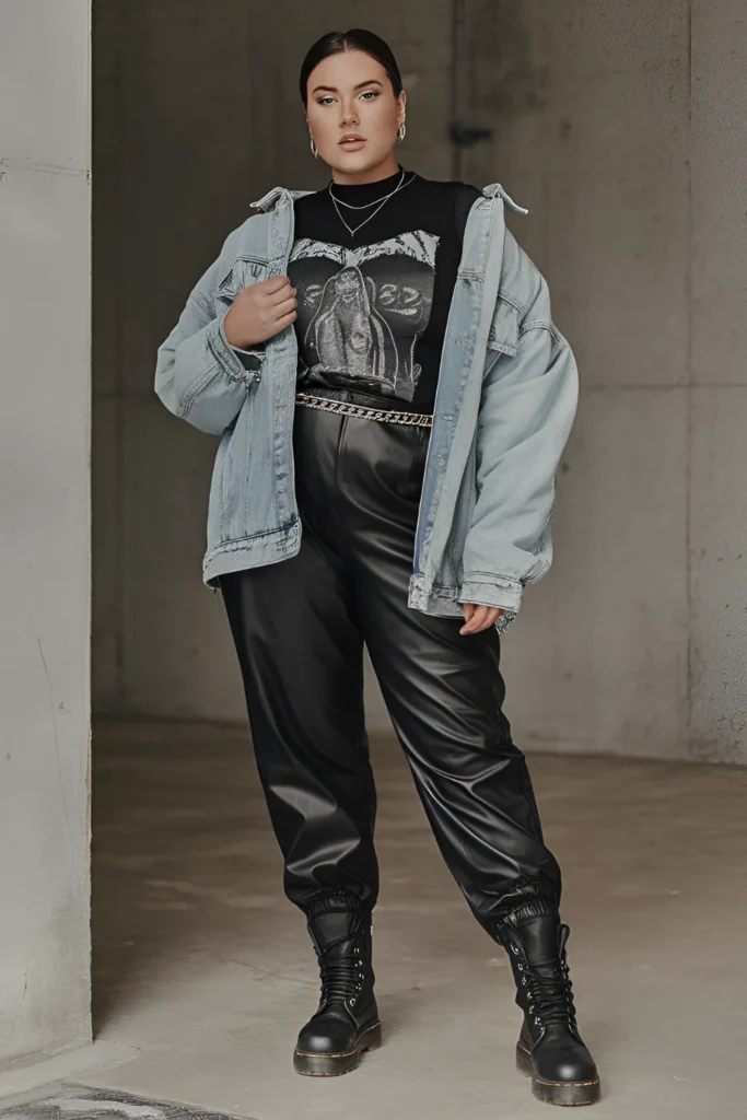 Edgy Cool in Leather and Denim Layers