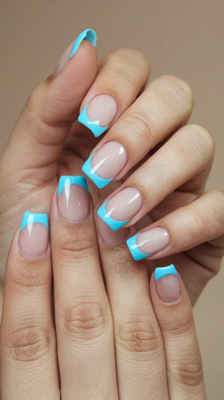 Pastel Blue French Tips