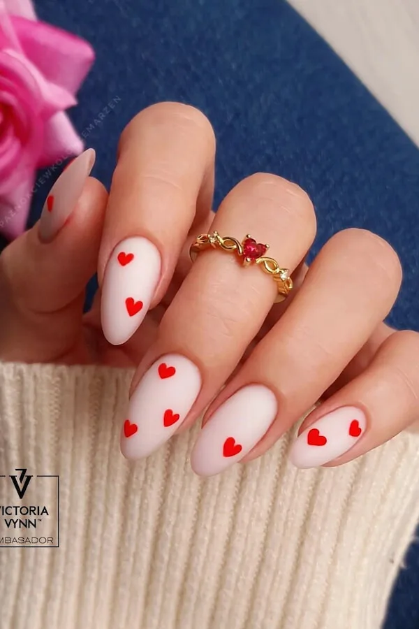 Heart Confetti Gel Nails with Pastel Tones