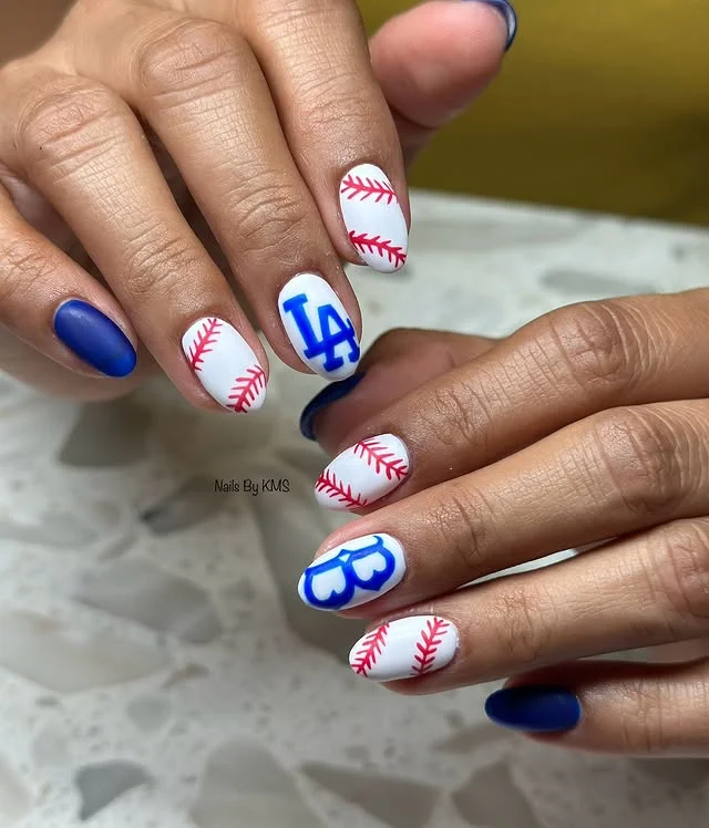 Layered Baseball French Tips