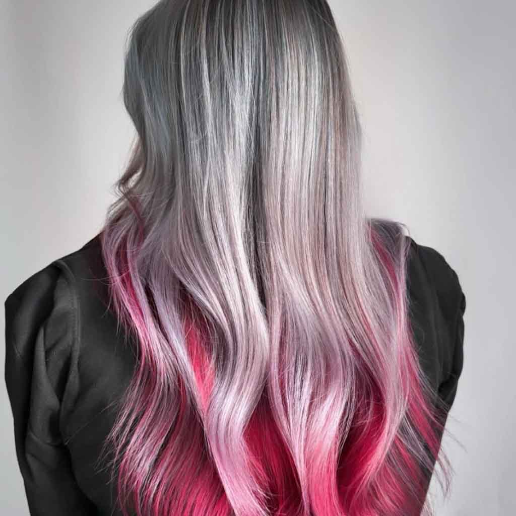 Bold Coral Ombre Hair Color