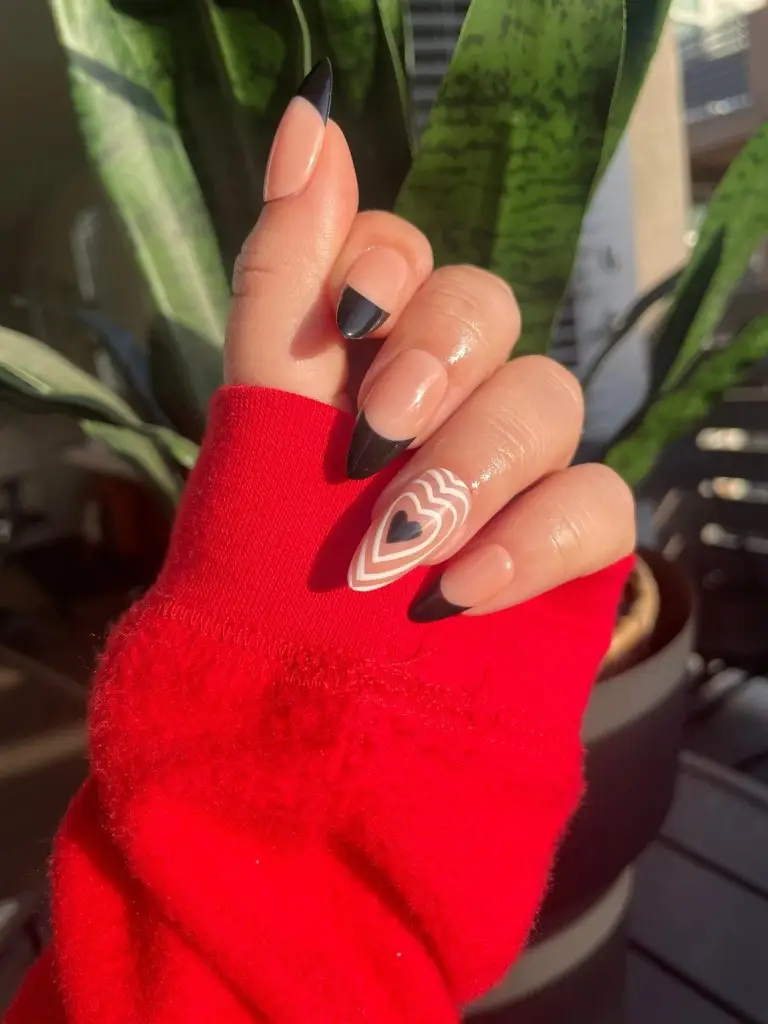 Blush Pink Valentine Nails with Elegant Star Detailing