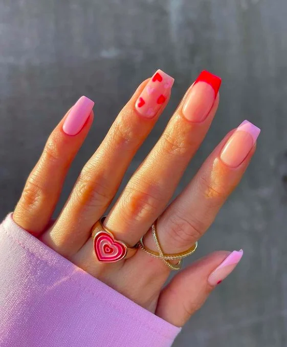 Mini Hearts on Pastel Valentine's Nails