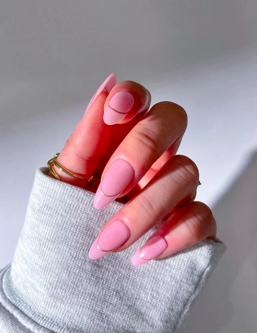 Pastel Pink Valentine's Nails with Subtle Glitter Accents