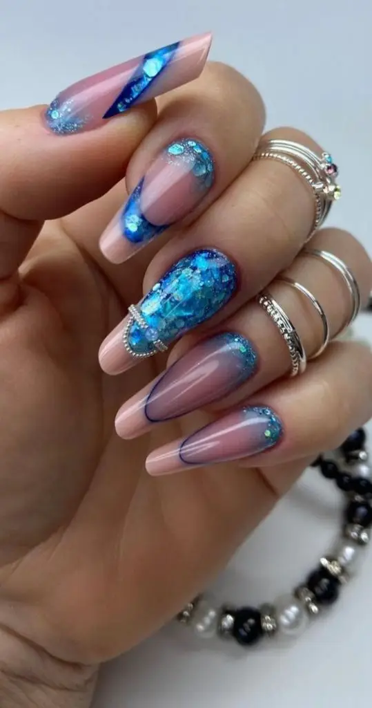 Pastel Matte Nails with Delicate Leaf Patterns