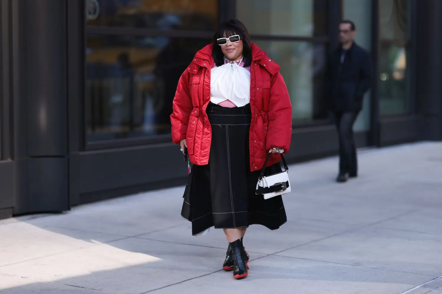 Plus-Size White Dress with Bold Accessories