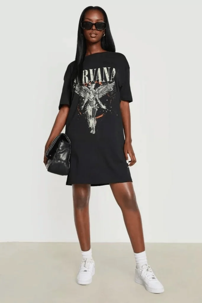 Edgy Comfort with a Graphic Tee Dress